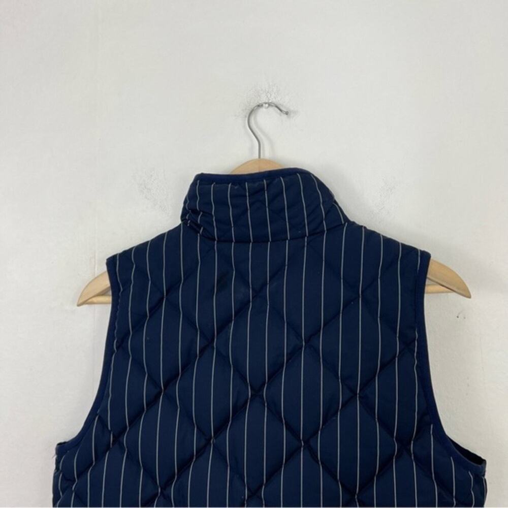 J. Crew Excursion Puffer Vest Navy White Pinstripe Quilted Down Size Small - Picture 8 of 13